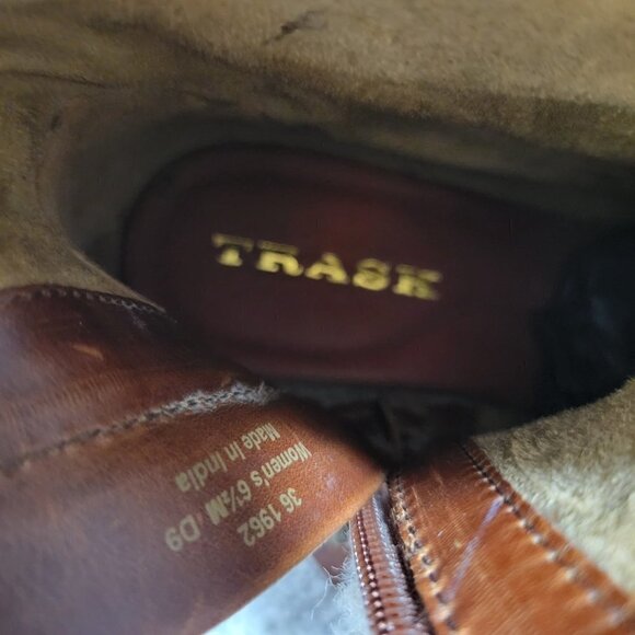Trask Myrah Women's Size 6.5 M Brown Leather Shearling Trim Waterproof Booties - Picture 11 of 13